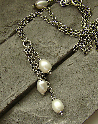 Perły na łańcuszku -  naszyjnik, RayOfArt