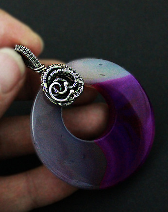 Vienna - wisior wire-wrapping z fioletowym agatem, Anna Mroczek