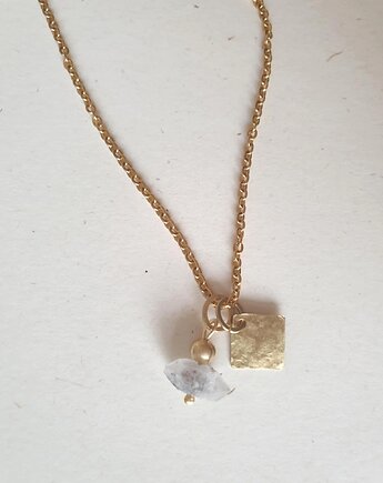 Wisior ANTYK raw, kryształ Herkimer, mosiądz, modesign