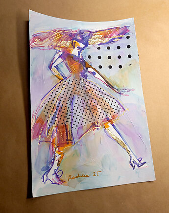 Kumoszka 27 - akwarela 16x24 cm unikat, Katarzyna Radzka