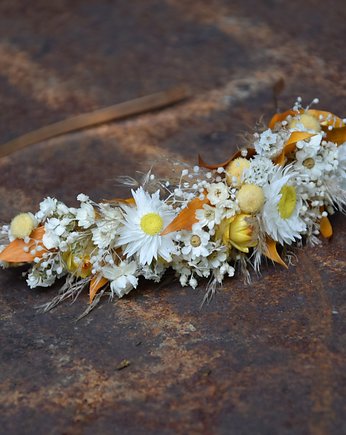Rustykalna opaska na głowę z suszonych kwiatów, Projekt wianki