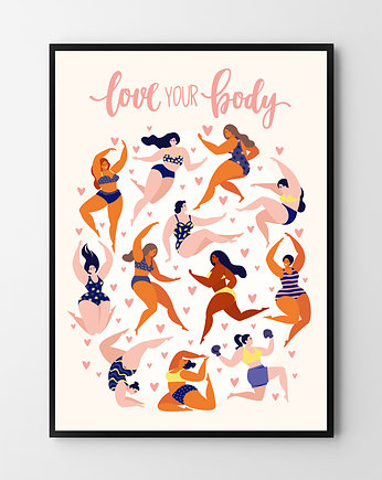 Love your body - plakat wersja pink, HOG STUDIO