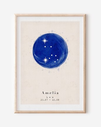 Plakat - Znak zodiaku  Lew/ Leo - Plakat personalizowany, Mint In Paper