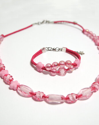 Komplet - Różowe gwiazdki - rzemienie, yenoo