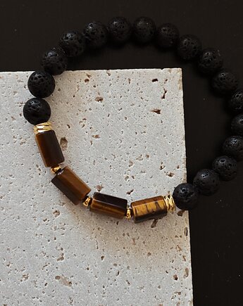 Bransoletka Męska Lawa  i Tygrysie oko, Chmolowska Jewellery
