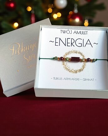 Amulet - ENERGIA - świąteczne pudełko - granat, turkus, kaktusia