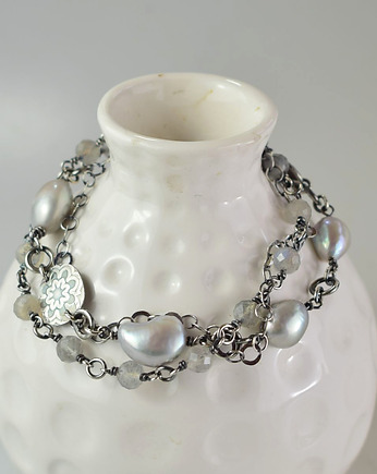 Perły z labradorytem w srebrze - bransoletka, Sunflower Kornelia Kubinowska