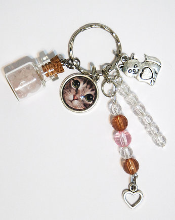 Breloczek - Kot tygrysek, kwarc, yenoo