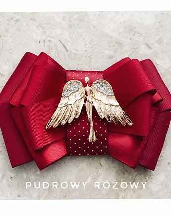 Brosza z Aniołem złotym lub srebrnym, Pudrowy Różowy