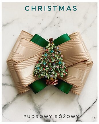 Brosza z Choinką Święta Mikołajki, Pudrowy Różowy