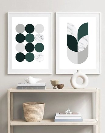 ZESTAW 2 PLAKATÓW marmur ciemno zielona abstrakcja, black dot studio