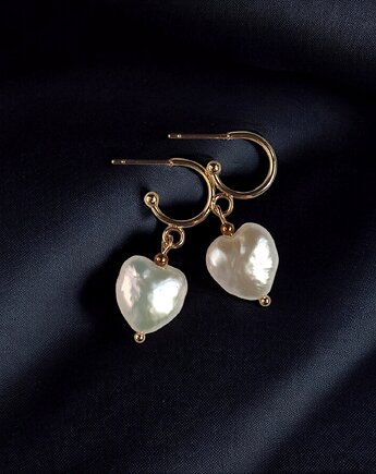 Serce - perła : kolczyki pozłacane : wyjątkowy prezent PREMIUM, kaktusia