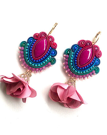 Sutaszowe kolczyki ADANA z kwiatami, Sylwia Żak