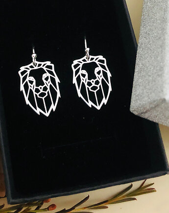 Kolczyki lwy, origami lew, srebrne lwy, Anemon Atelier