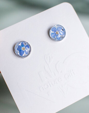 Kolczyki sztyfty z niezapominajkami, nature gift