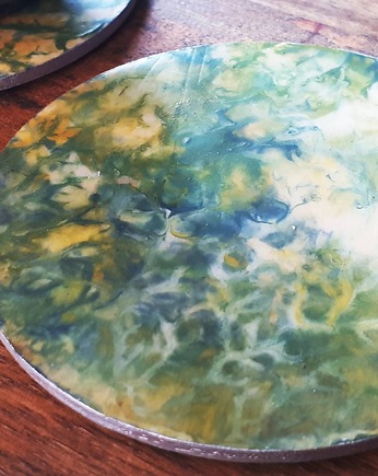 Metalized Wood&Resin coaster  "Lime Marble", QUKI