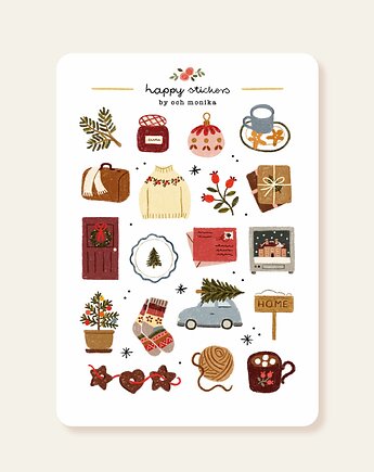 Coming Home For Christmas - arkusz papierowych naklejek A6, Och Monika