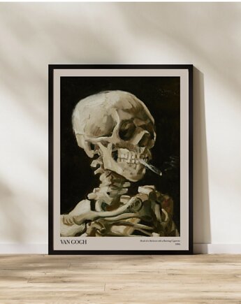 Plakat  Vincent van Gogh, szkielet z papierosem , czaszka, black dot studio