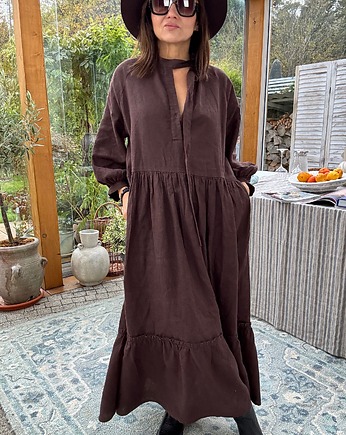 Lniana sukienka Deia w kolorze brązowym, Nature Bed