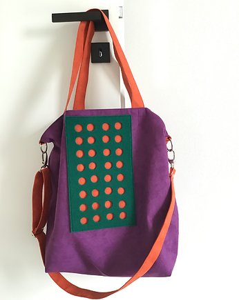 Torba hobo XXL - fiolet, pomarańcz, szmaragd, PRACOWNIA 166