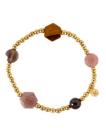 Bransoletka w kolorach pudrowo brązowych - Wersja Złota, Kulka Bransoletki