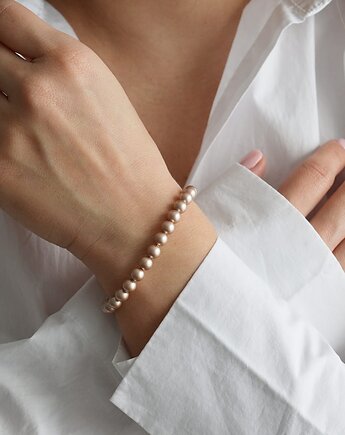 Perły Swarovski bransoletka beżowa, Laoni