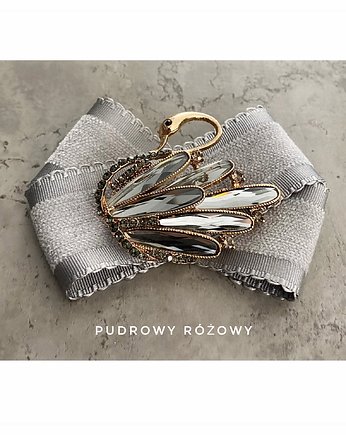 Broszka z  łabędziem z kryształów NOWOŚĆ 1 szt, Pudrowy Różowy