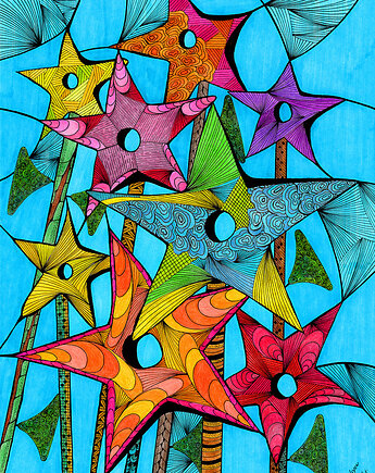 37. GWIATY VEL KWIAZDY - rysunek, plakat., kama4you