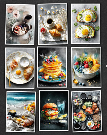 Śniadanie - zestaw 9 grafik, JBJart Justyna Jaszke
