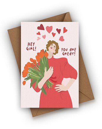 Kartka dla dziewczyny- Hey girl! You Are Great!, Czarna Owca Karteczki