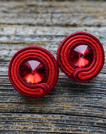 Czerwono-bordowe kolczyki soutache, Mró Soutache