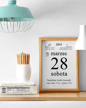 Metryczka dla dziecka Kartka z kalendarza, Bajkowe Obrazki