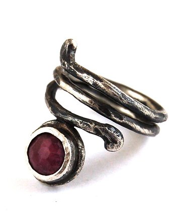 Pierścionek Rubin - srebrny, mzstudio