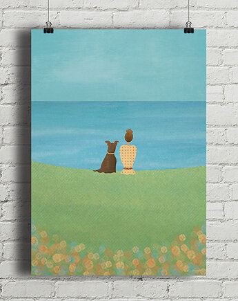 Plakat - Z psem na łące, minimalmill