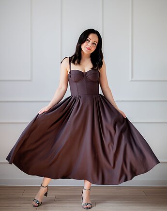 Sukienka Madlen brązowa, Anna Wolny Fashion