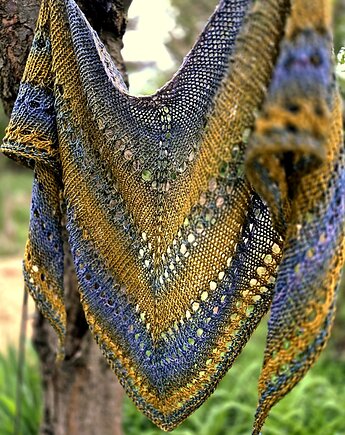 Kaczeńce / chustka z bawełny, agat handmade
