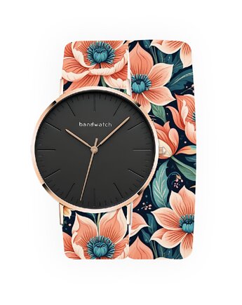Zegarek damski wiązany - Coral Garden - Tarcza Różowe złoto, Bandwatch