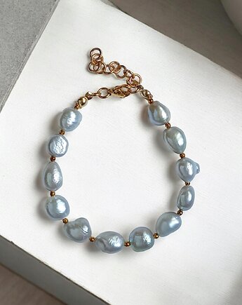 LUX. Srebrne perły - bransoletka - długość regulowana, kaktusia