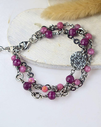 Rubin asymetryczny w srebrze - bransoletka, Sunflower Kornelia Kubinowska