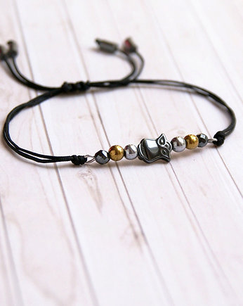 Sowa : hematyt : bransoletka na sznurku, kaktusia