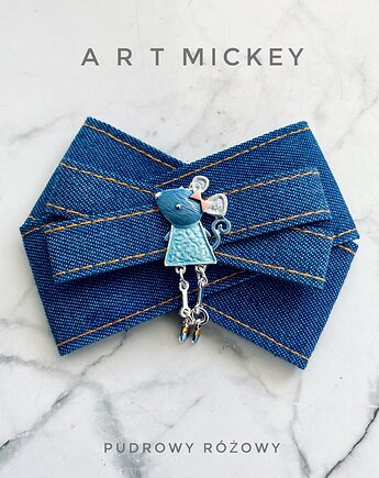 Brosza  z Myszką w stylu  Art Mickey New, Pudrowy Różowy