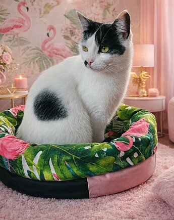 Legowisko patchwork dwustronne dla kota lub małego psa, kociedobrocie