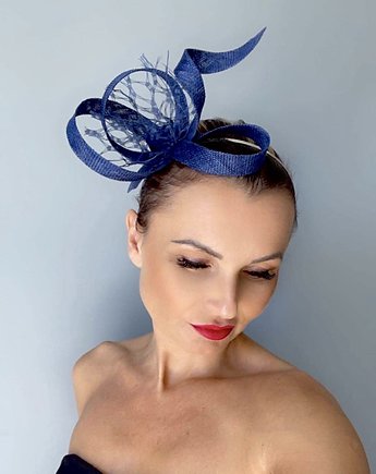 Fascynator okazjonalny ciemno niebieski /inne kolory, MONIKA SAXTON LUXURIOUS MILLINERY