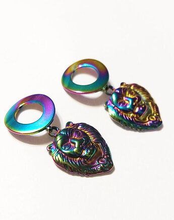 Kolekcja Starlight - kolczyki koła, lew - stal, yenoo