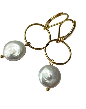 Perłowe kolczyki ze złoconymi okręgami, Artseko