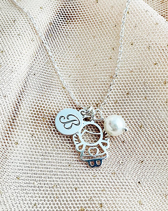 Naszyjnik z aniołkiem KOMUNIA, srebro 925, Anemon Atelier