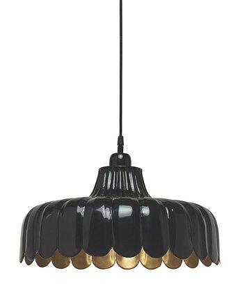 Piękna lampa wisząca z czarnym kloszem imitującym kwiat Wells, Elado