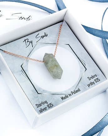 Naszyjnik z labradorytem, biżuteria z kamieniem, prezent dla siostry, srebro, By Sendi