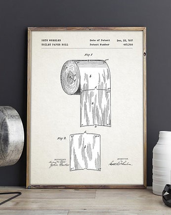 Rolka papieru - patent - plakat vintage, minimalmill