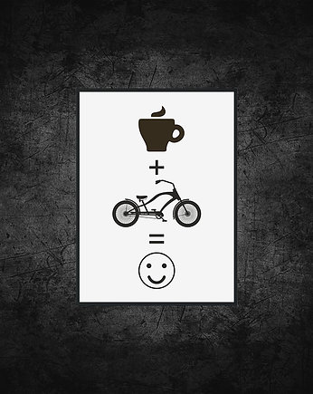 Plakat z rowerem. Rower + kawa = :-), studioixi